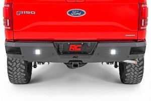 Ford F-150 Rear Bumper - Rough Country - LED with Black-Series 2in LED Flush Mount Cubes - Black - '15-'20